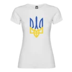 Футболка жіноча патріотична з принтом Тризуб синьо-жовтий