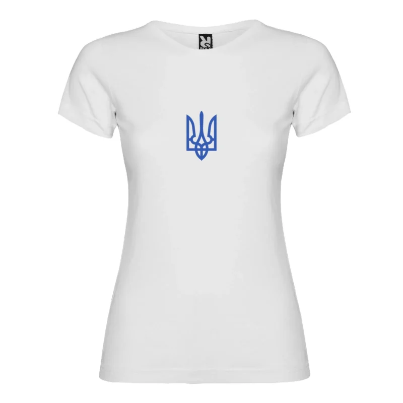 Футболка жіноча з принтом Тризуб (6см) синій