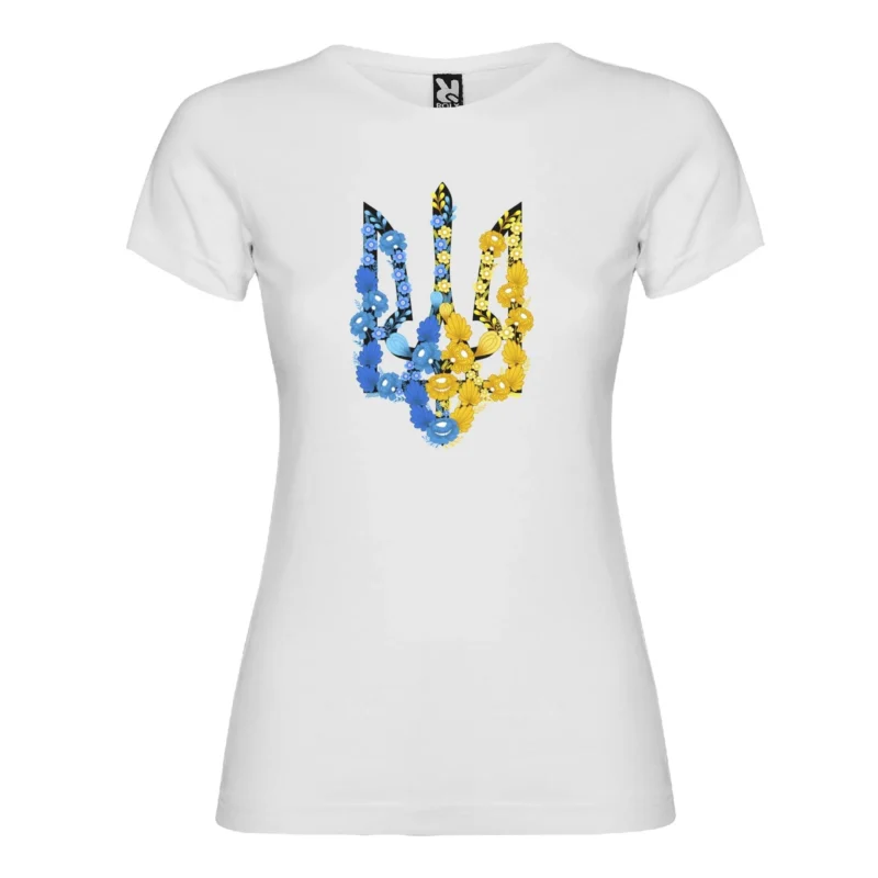 Футболка жіноча з принтом Тризуб з квітів