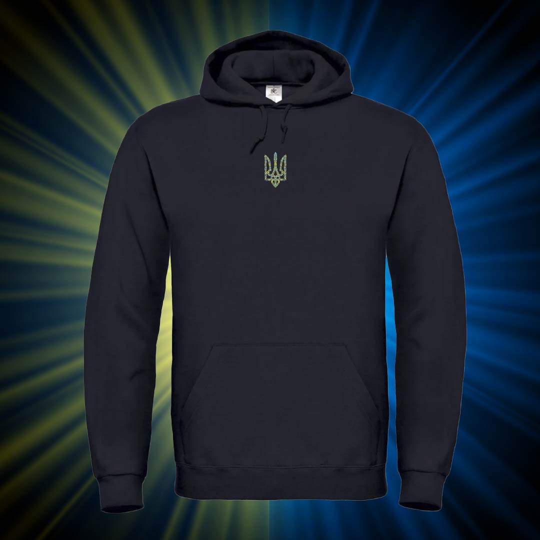 Худі чоловіче Орнаментальний Тризуб міні Худі чоловічий з принтом Орнаментальний Тризуб міні - Зображення 1