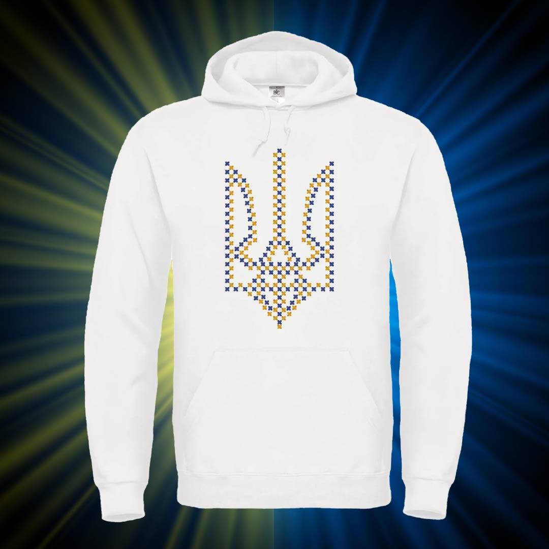 Худі чоловіче з принтом Тризуб хрестиком Худі чоловіче з принтом Тризуб хрестиком