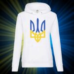 Худі жіноче з принтом Тризуб синьо-жовтий