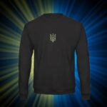 Світшот чоловічий з принтом Тризуб (8см) жовто-синій