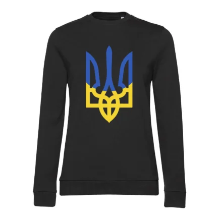 Світшот жіночий з принтом Тризуб синьо-жовтий