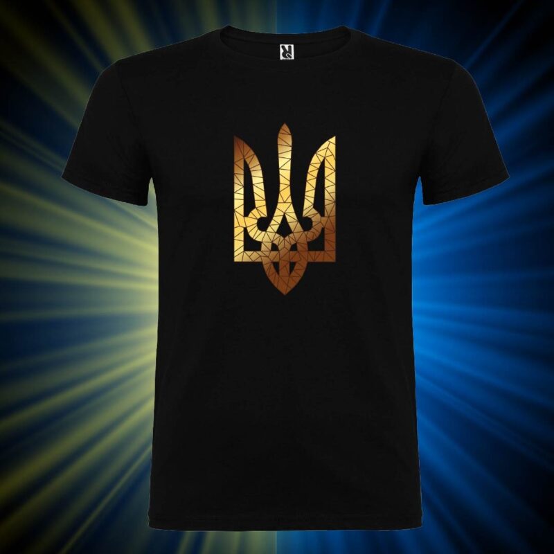 Футболка чоловіча патріотична з принтом Тризуб золотий