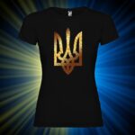 Футболка жіноча патріотична Тризуб золотий