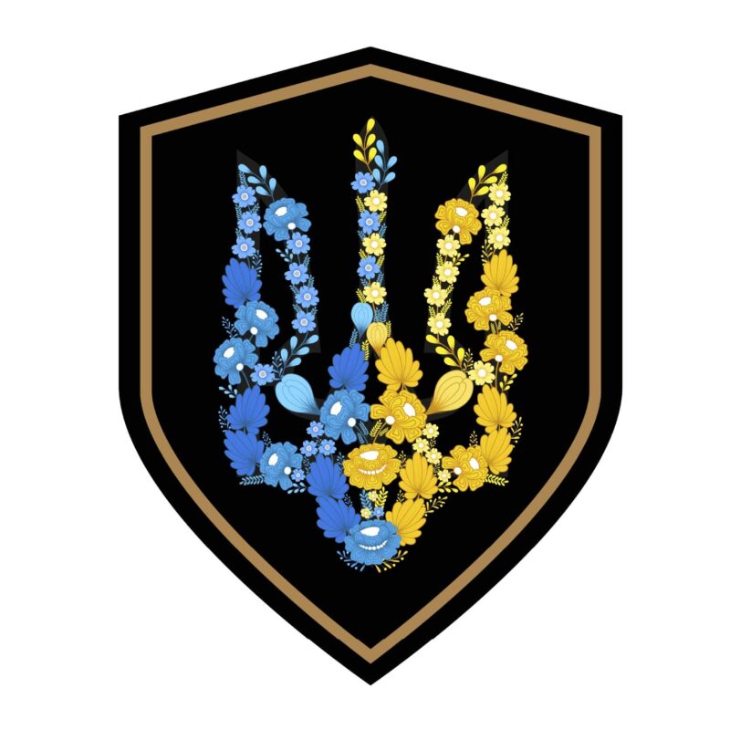 Магніт патріотичний на авто Тризуб Шеврон Квіти