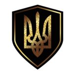 Магніт на авто патріотичний Тризуб Золотий у формі шеврона