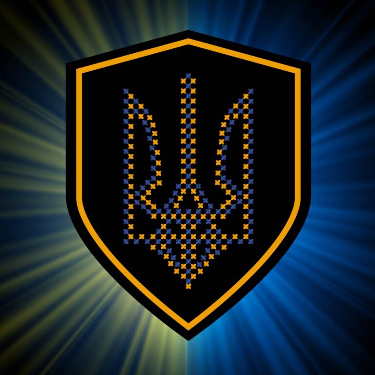 Магніт на авто патріотичний Тризуб Хрестиком у формі шеврона