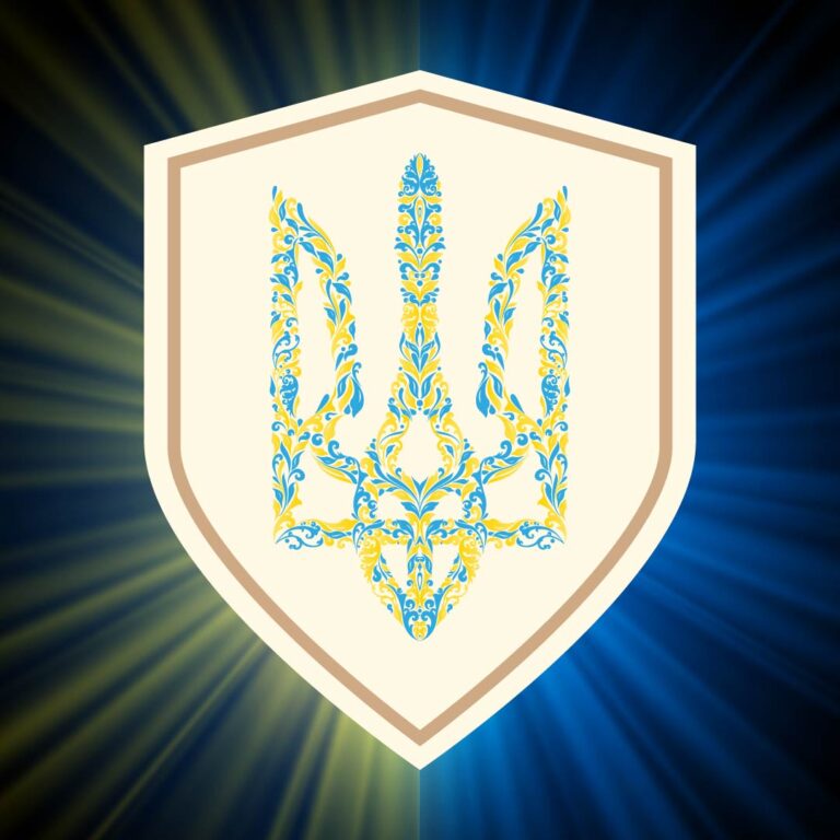 Магніт на авто патріотичний Орнаментальний Тризуб у формі шеврона