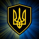 Патріотичний магніт на авто Шеврон Тризуб Жовтий