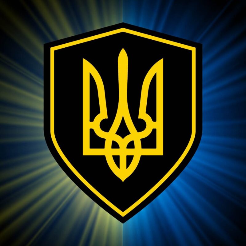 Патріотичний магніт на авто Шеврон Тризуб Жовтий